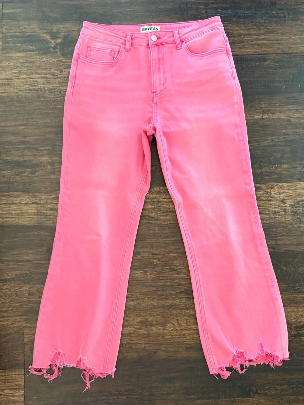 BAYEAS Pink High-Rise frayed edge Jeans